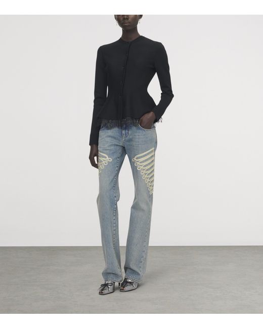 McQueen Black Lace-Trim Cardigan