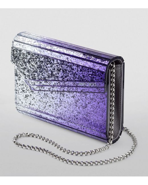 Jimmy Choo Purple Glitter Candy Clutch Bag