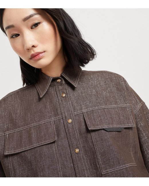 Brunello Cucinelli Gray Sparkling No-Fade Denim Shirt