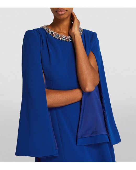 Mary Katrantzou Blue Embellished-neckline Lilium Midi Dress