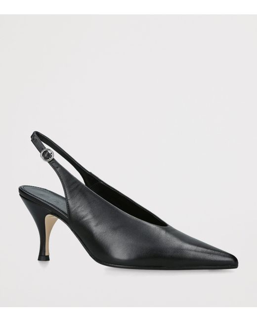 Aeyde Black Leather Carla Slingback Pumps 75