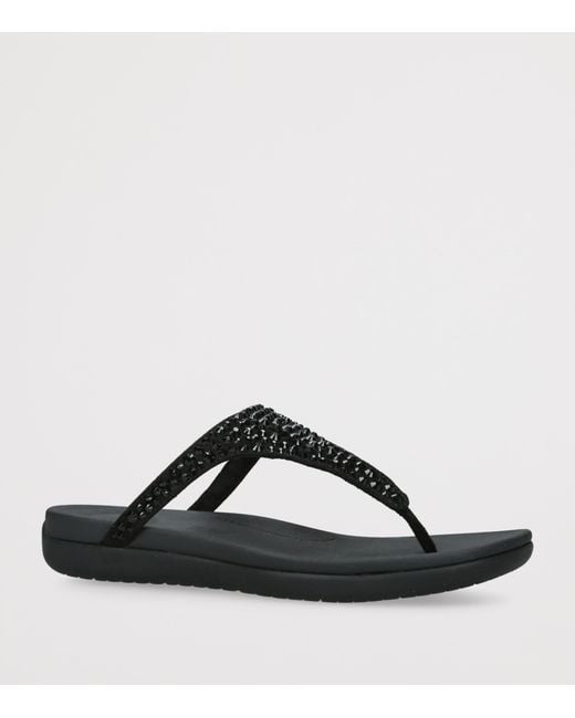 Fitflop Black Solay Crystal Flip Flops