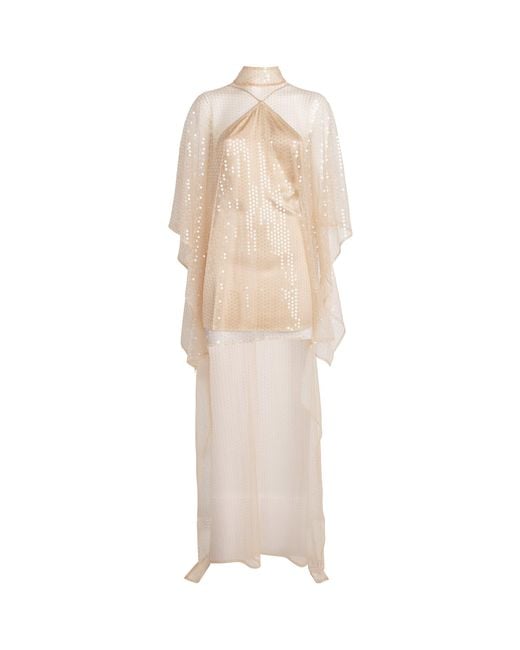‎Taller Marmo Natural Sequinned Denver Disco Kaftan Mini Dress