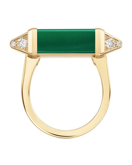 Cartier Green Yellow Gold, Diamond And Malachite Les Berlingots De Ring
