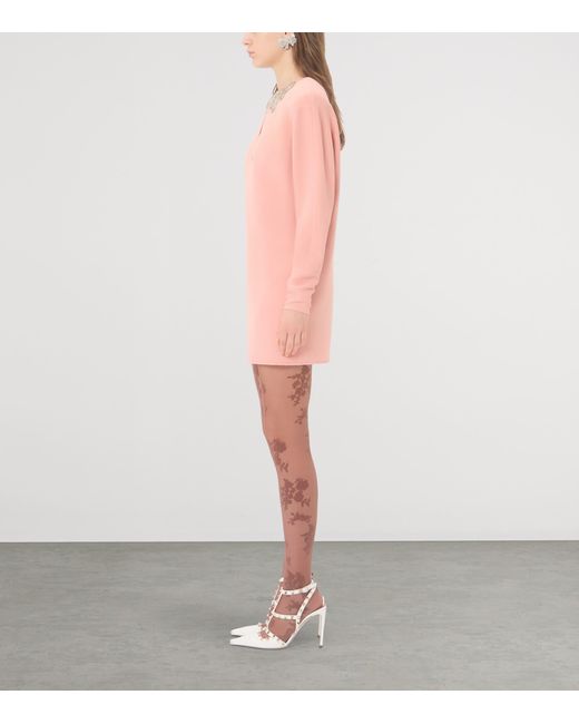Valentino Pink Silk Bow-Embellished Mini Dress