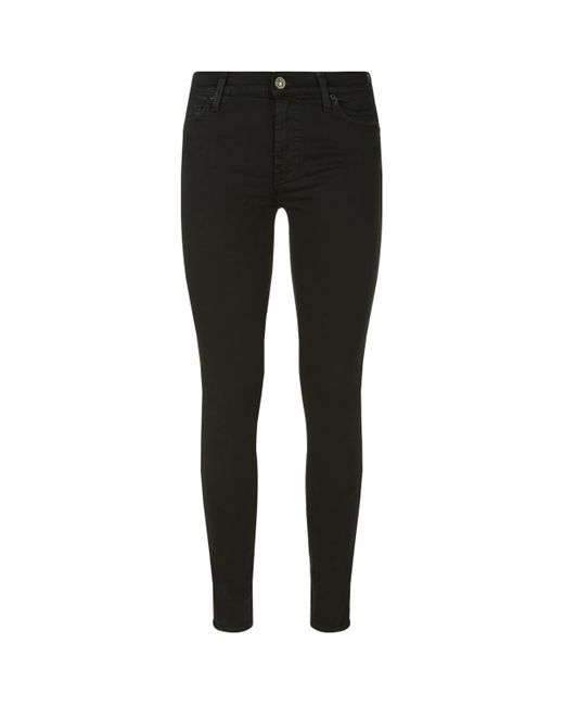7 For All Mankind Black Slim Illusion High Waist Super Skinny Jeans