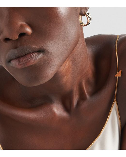 Prada Metallic Enamel Triangle Hoop Earrings