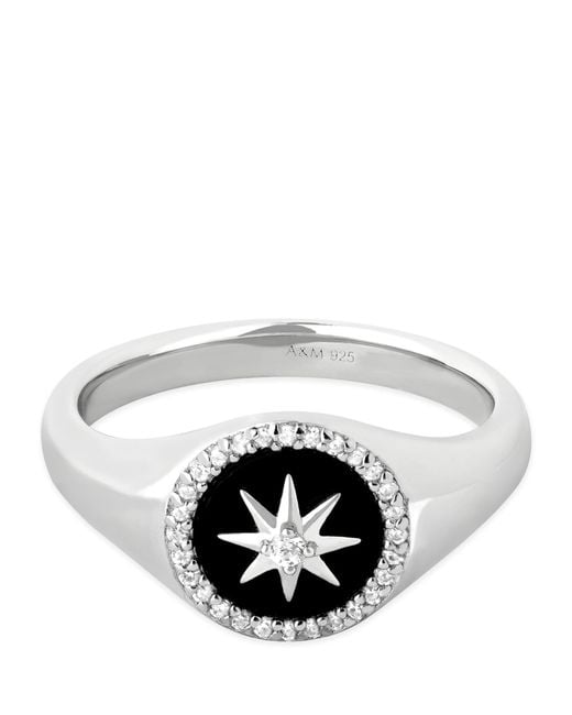 Astrid & Miyu Metallic Sterling Crystal Scatter Band Ring