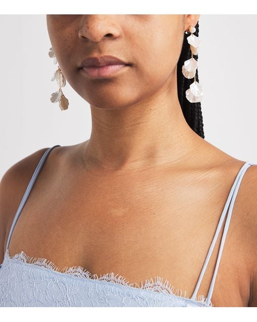 Self-Portrait Natural Faux Pearl Petal Drop Earrings