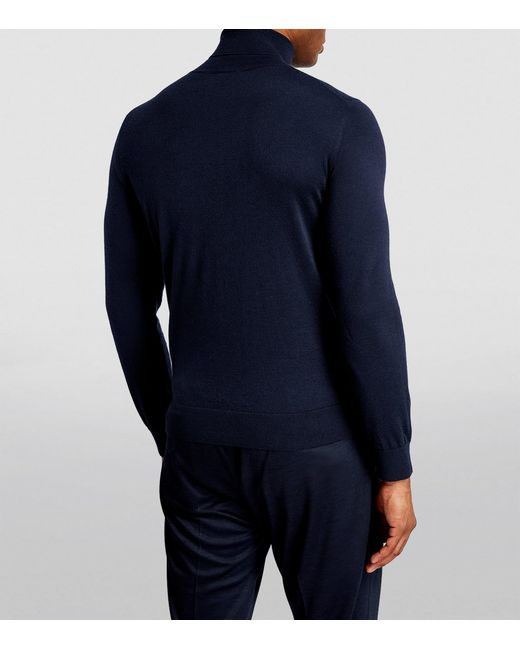 Brioni Blue Cashmere-Silk Rollneck Sweater for men