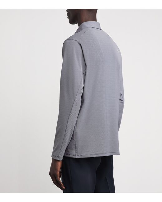 Kjus Blue Stripe Soren Long-Sleeve Polo Shirt for men