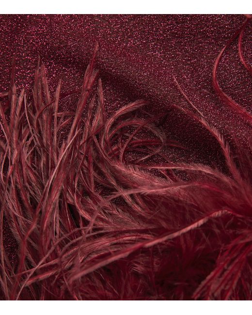 Oseree Red Lumière Feather Mini Dress