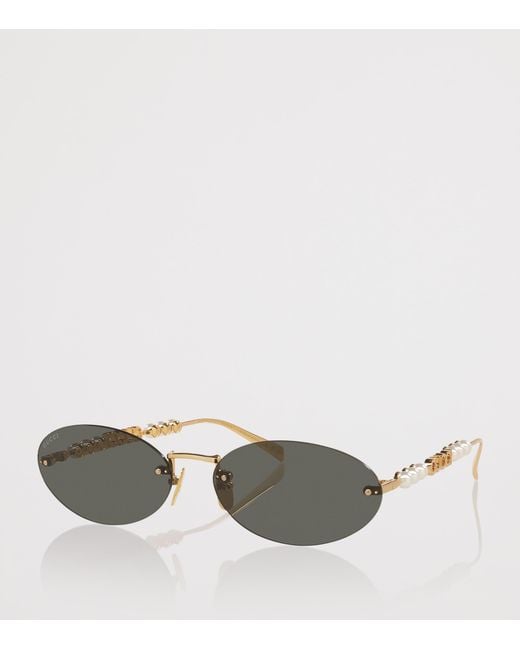 Gucci Green Metal Round Sunglasses