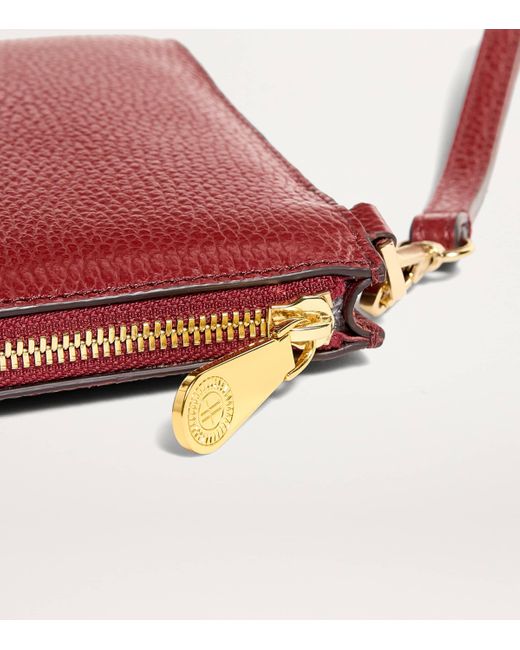 Harrods Red Medium Pebbled Leather Pouch