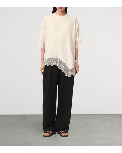AllSaints White Cotton Lace-Trim Lenny T-Shirt
