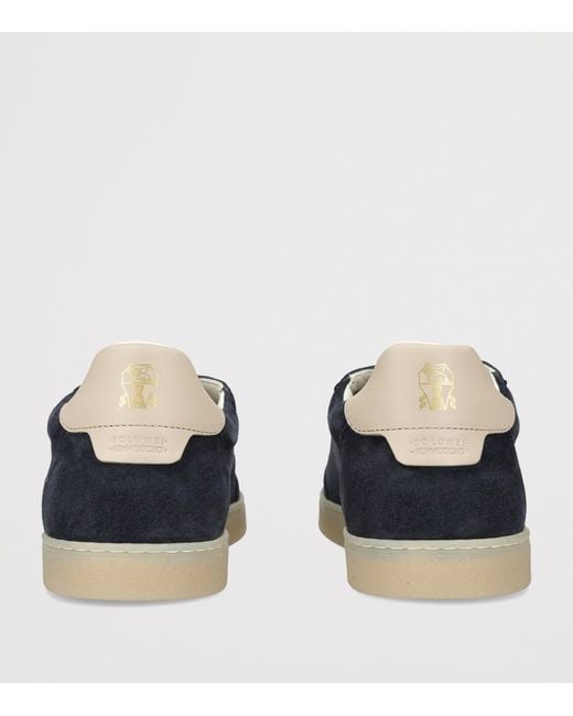 Brunello Cucinelli Blue Suede Low-Top Sneakers for men