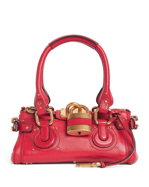 Chloé Red Small Leather Paddington Top-Handle Bag