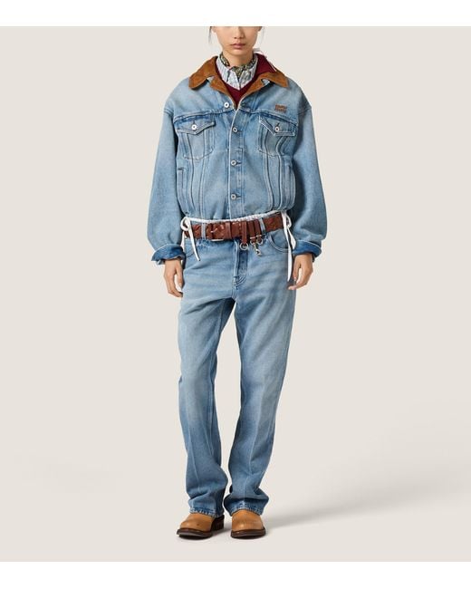 Miu Miu Blue Denim And Suede Jacket