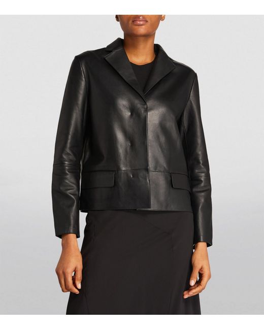 Theory Black Leather Cropped Blazer