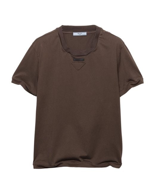 Prada Brown Cotton Jersey T-Shirt