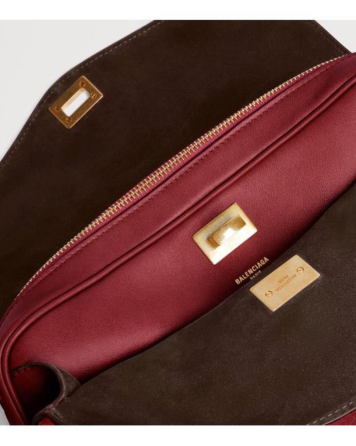 Balenciaga Red Medium Leather Le 7 Shoulder Bag