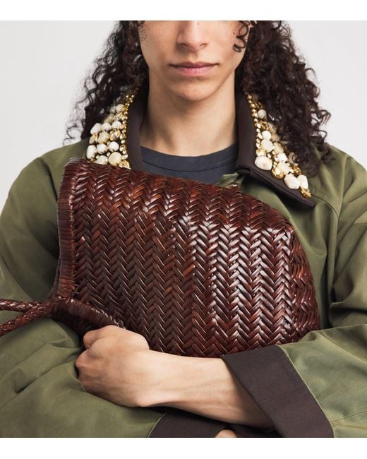 Dragon Diffusion Brown Large Leather Woven Nantucket Tote Bag