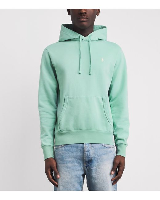 Polo Ralph Lauren Green Cotton Loopback Fleece Polo Pony Hoodie for men