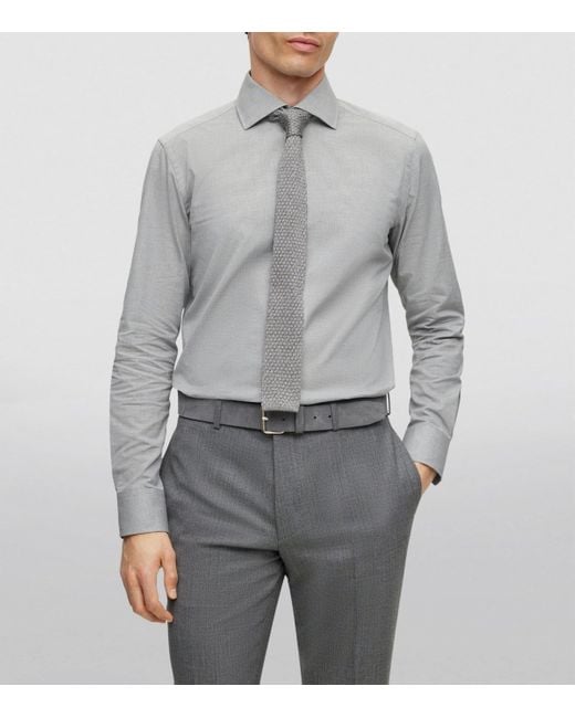 Boss White Silk Knitted Straight Tie for men