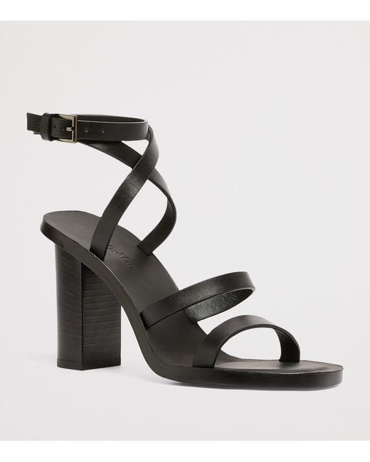 Max Mara Black Leather Heeled Sandals 90