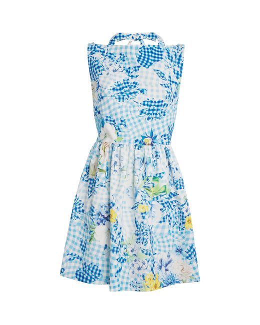 Mary Katrantzou Blue Fleur De Vichy Peres Mini Dress