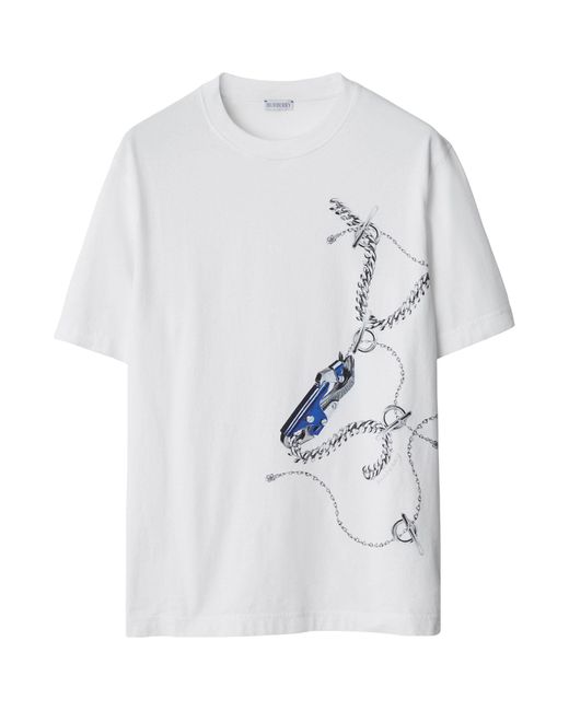 Burberry White Knight Hardware T-shirt for men