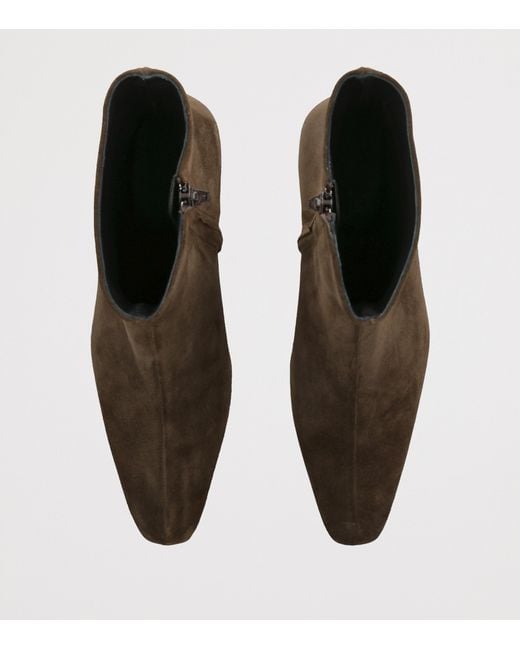 Staud Brown Suede Wally Heeled Ankle Boots 55