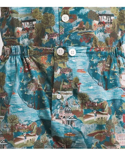 Derek Rose Blue Cotton Ledbury Pyjama Set for men