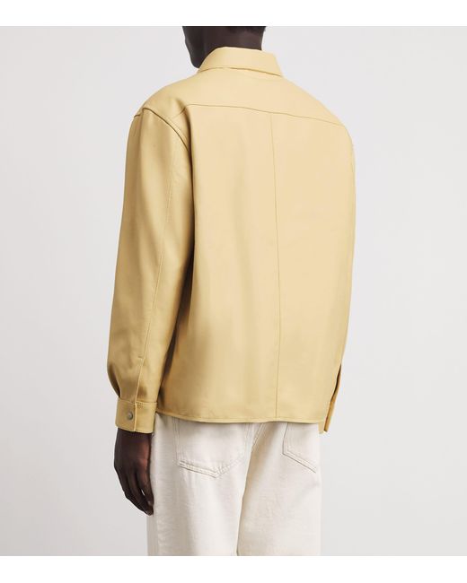 FRAME Natural Leather Zip-Up Overshirt for men