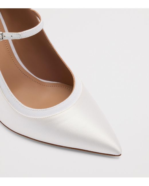 Malone Souliers White Satin Corina Heeled Pumps 85