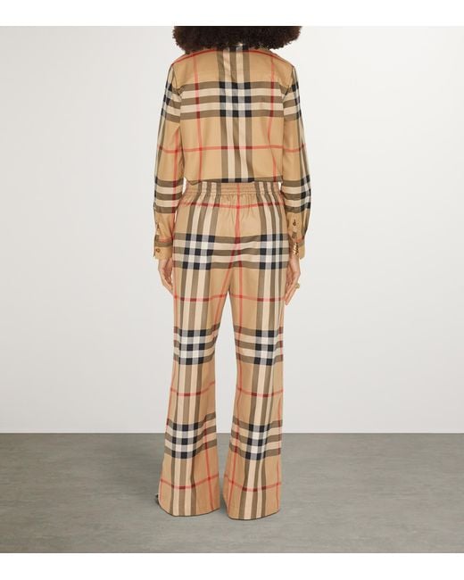 Burberry Natural Cotton Check Trousers for men