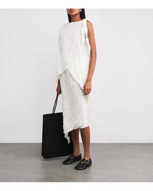 Issey Miyake White Wrinkled And Twisted Top