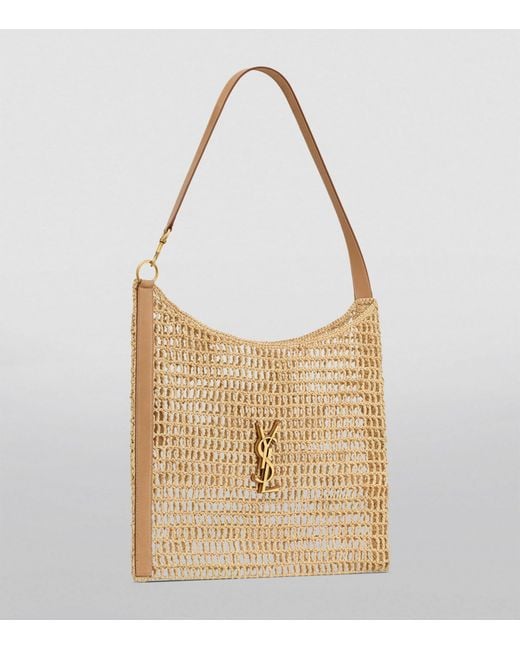 Saint Laurent Metallic Raffia Oxalis Crochet Shoulder Bag