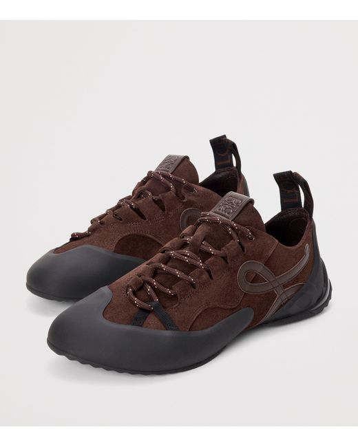 Loewe Brown Split Leather Grip Sneakers