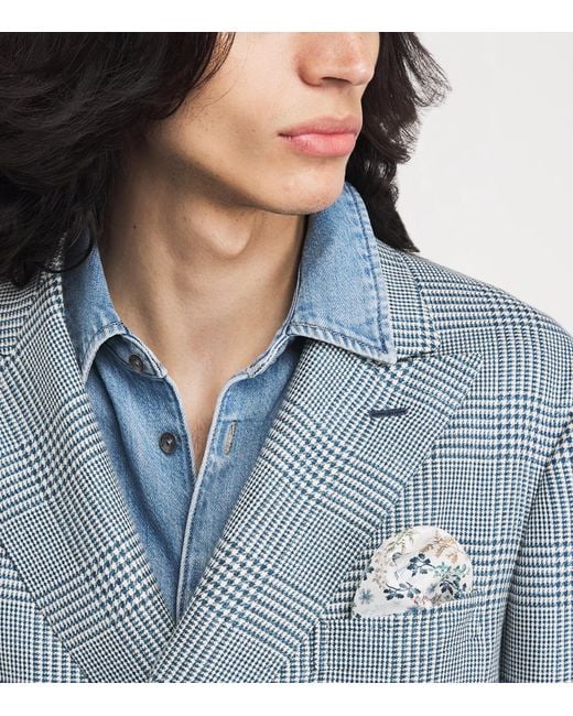 Brioni Blue Wool-Silk-Linen Soffio Blazer for men