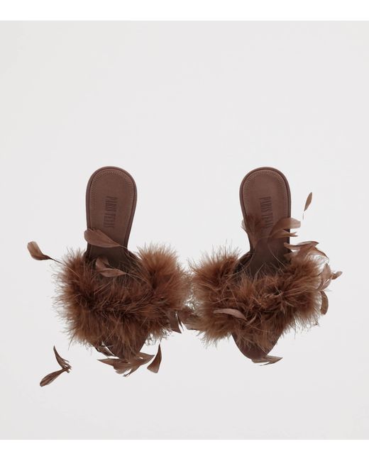 Paris Texas Brown Feather Lidia Mules 105