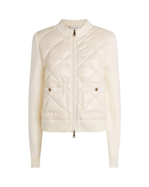 Moncler White Cotton Quilted Hybrid Jacket