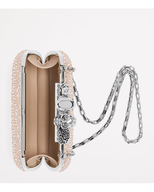 McQueen Metallic Crystal Skull Four-Ring Clutch Bag
