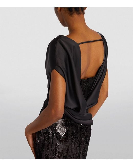 Safiyaa Black Sequinned Harri Gown