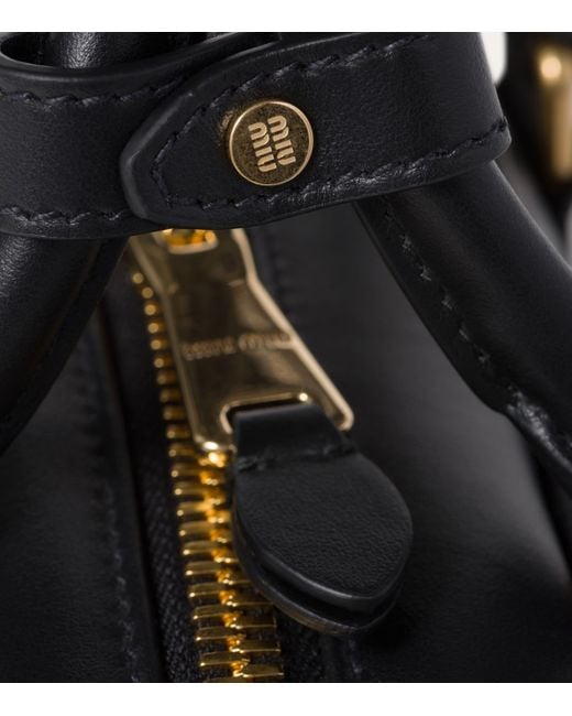 Miu Miu Black Leather Arcadie Top-Handle Bag