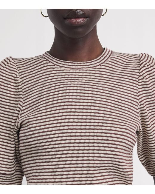 ME+EM Brown Cotton Puff-Sleeve T-Shirt