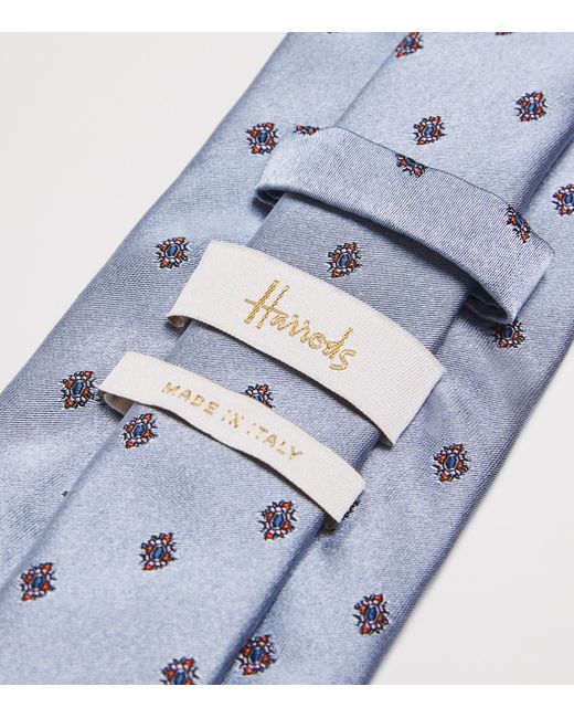 Harrods Blue Silk Jewel Jacquard Tie for men