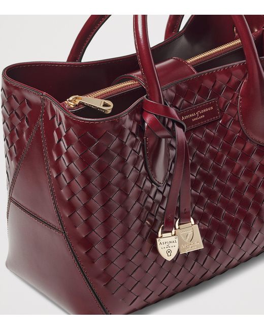 Aspinal Purple Midi Leather London Tote Bag