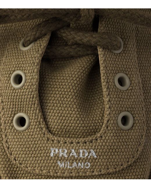 Prada Green Canvas Collapse Sneakers