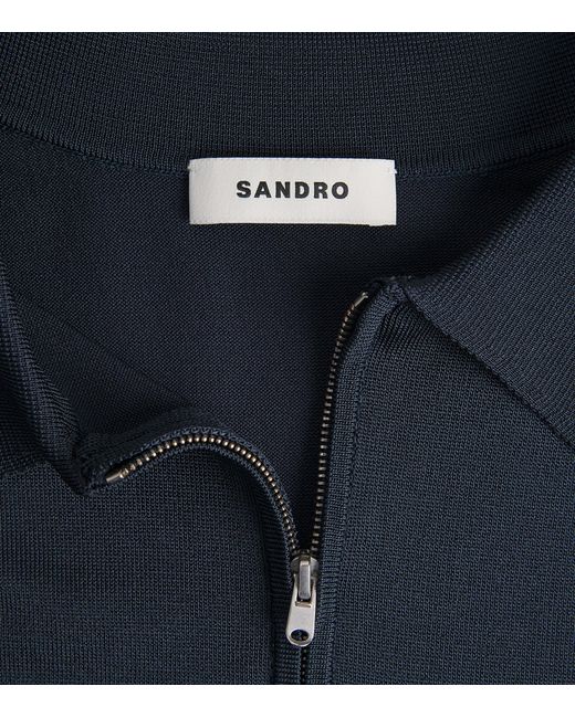 Sandro Blue Half-Zip Polo Shirt for men